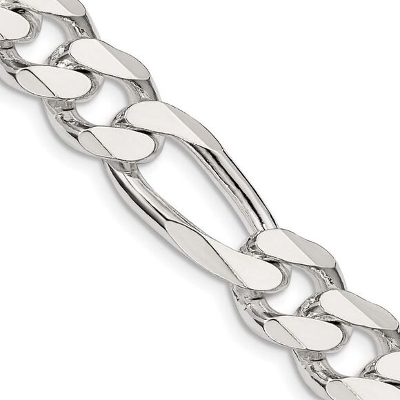 Kazi Luxury Sterling Silver 10.75mm Figaro Chain